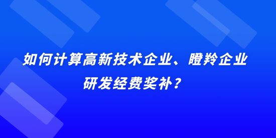 如何計算高新技術(shù)企業(yè)、瞪羚企業(yè)研發(fā)經(jīng)費獎補(bǔ)？用實際例子說明