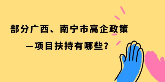 部分廣西、南寧市高企政策—項目扶持有哪些？